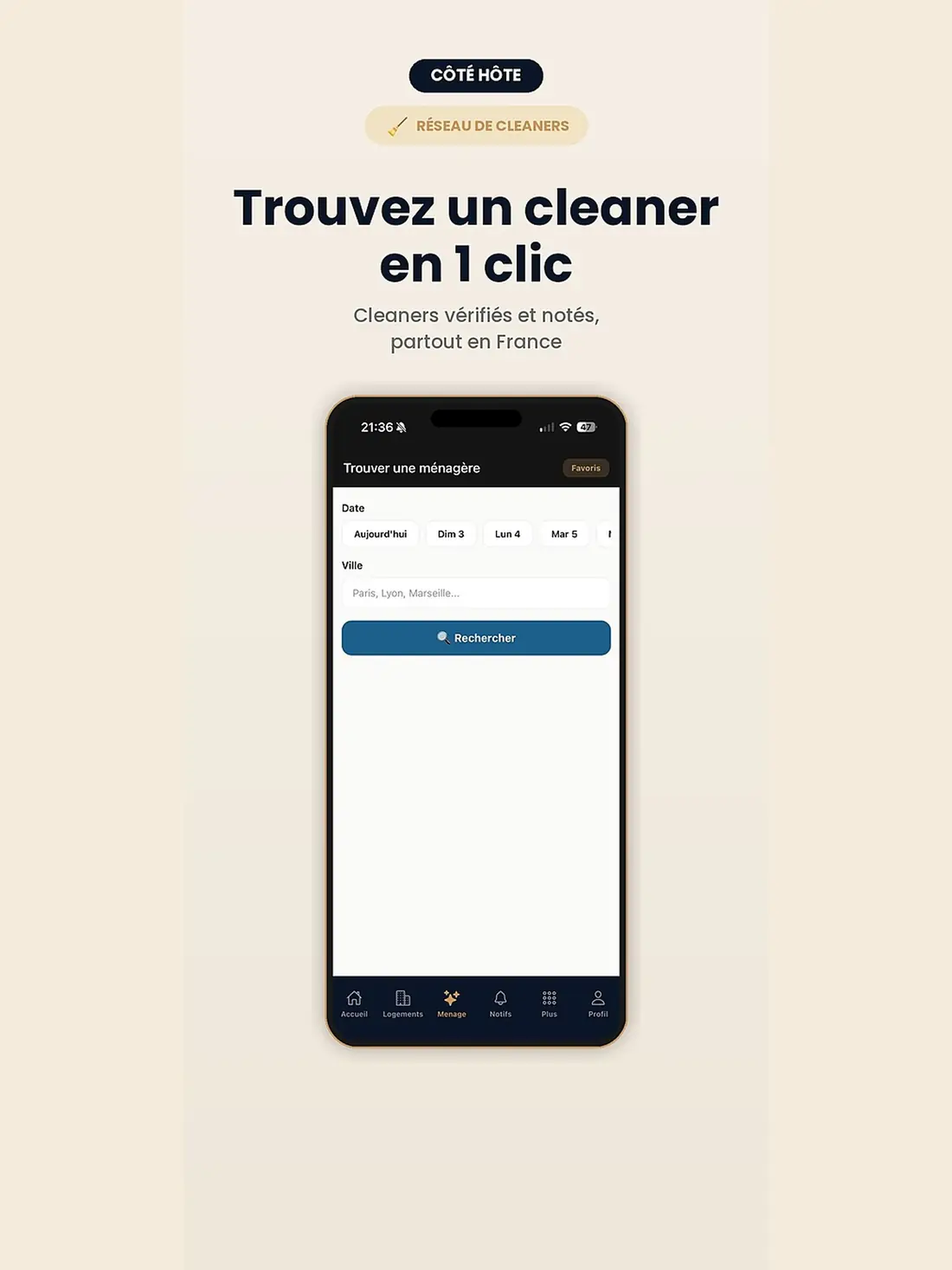 Trouvez un cleaner en 1 clic